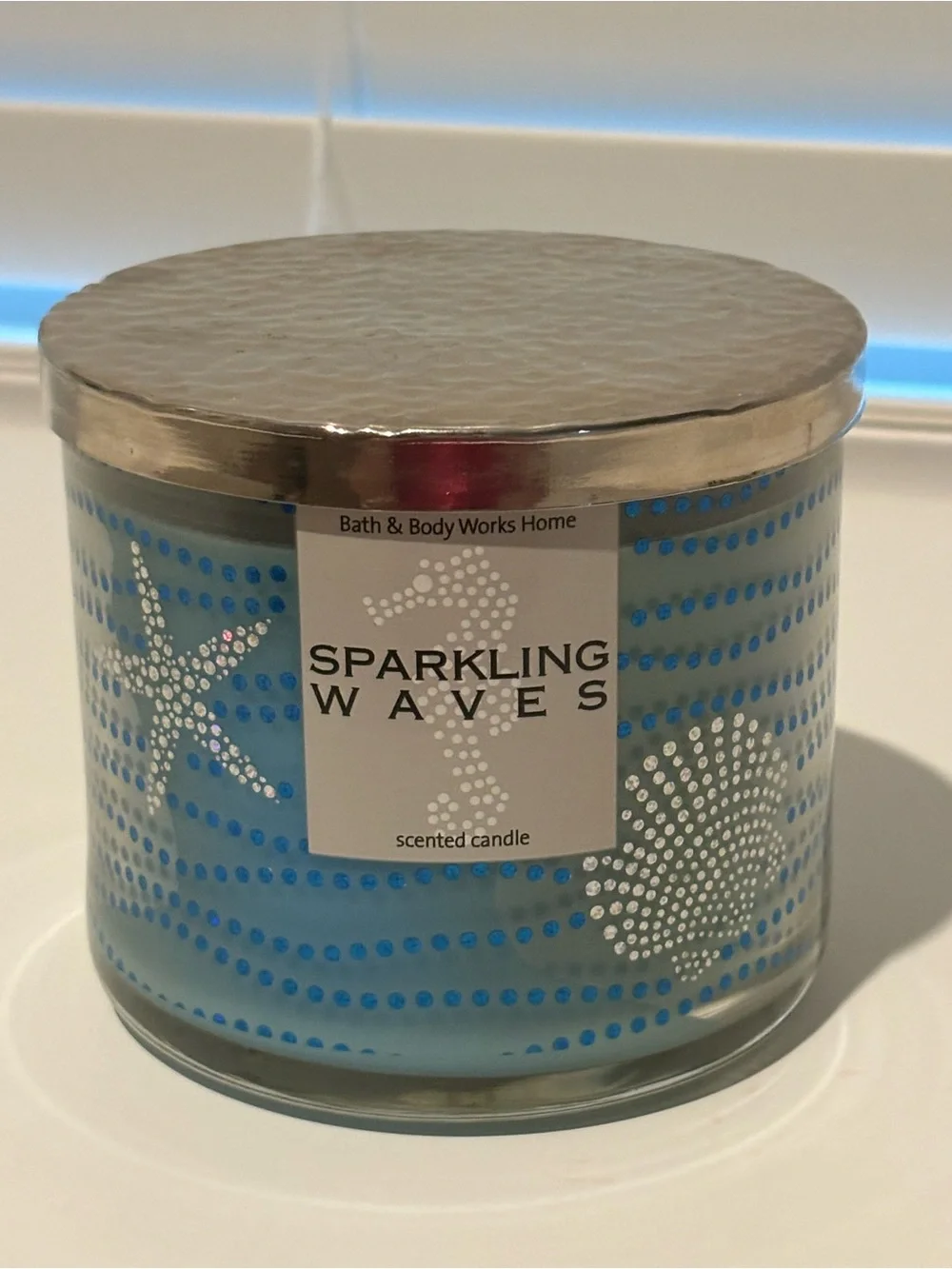 Bath & Body Works Sparkling Waves Blue & Silver Scented Candle
